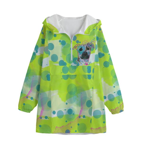 Leichte Regenjacke Mojito – Popart Hundemotiv, 100 % Polyester, Unisex, Staffordshire, AmStaff, Staff, Pitbull, Pit, SOKA, Listenhund